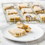 glazed snickerdoodle bars on a plate