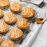 putting glaze onto chewy butterscotch cookies