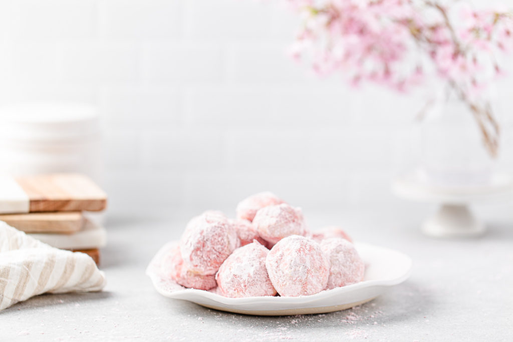 Pink Snowball Cookies