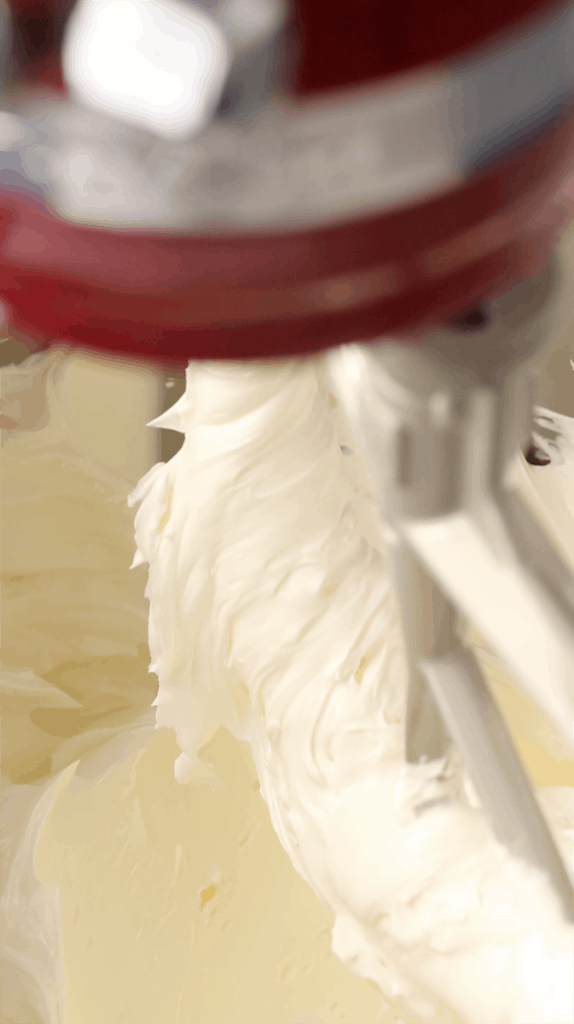 close up of Whipped butter in a stand mixer