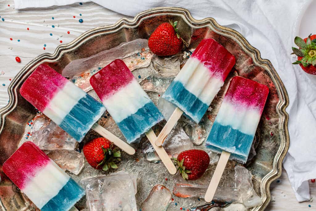 popsicles on a silver serving tray