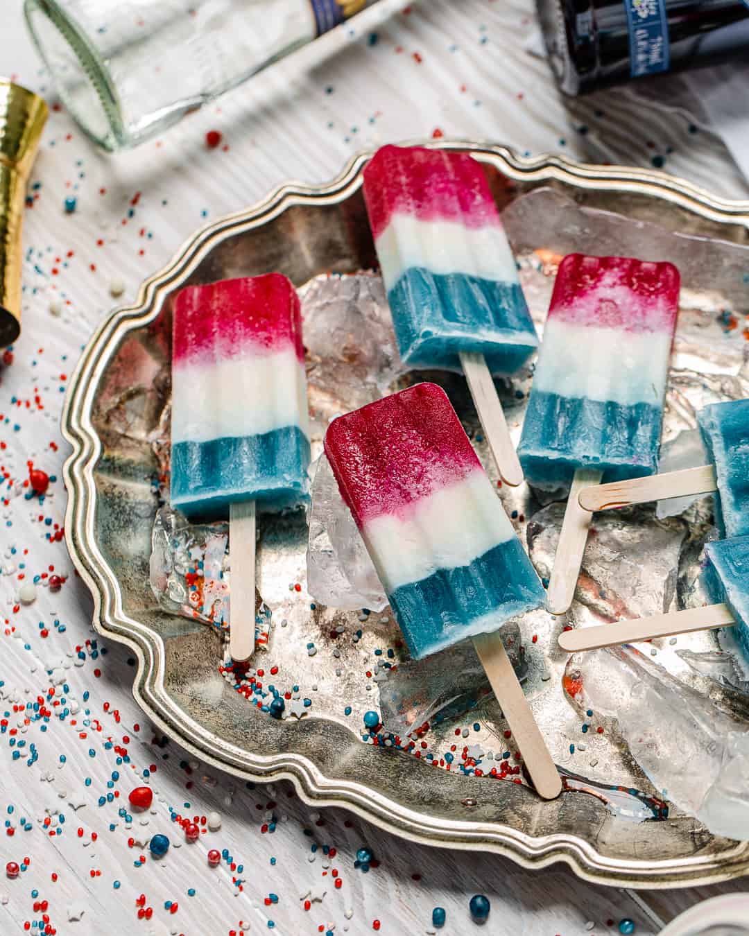 firecracker popsicles on a tray