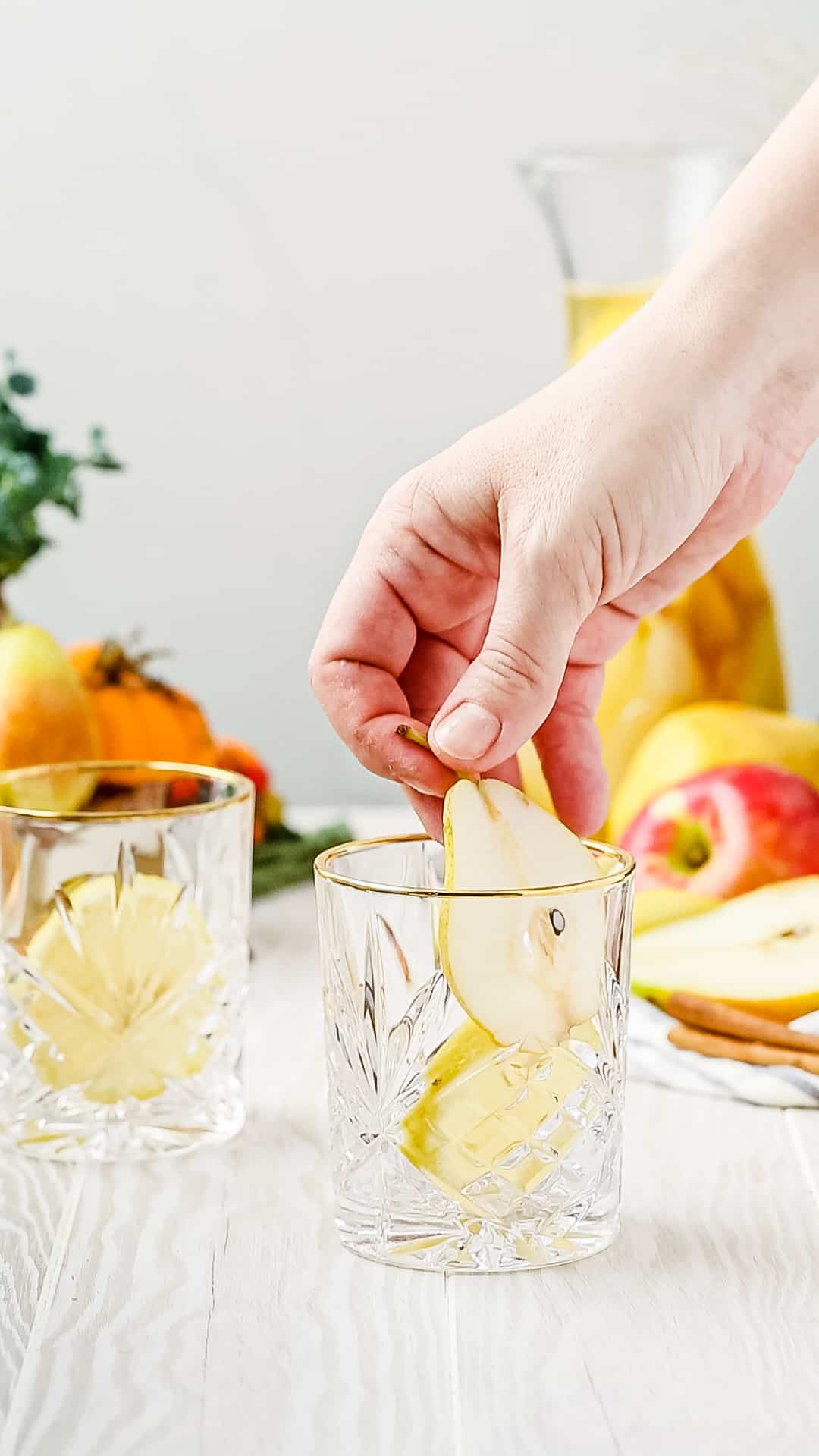 adding fruit to the serving glass