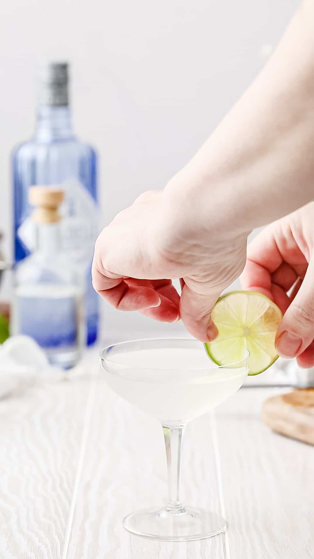 adding a lime wheel garnish