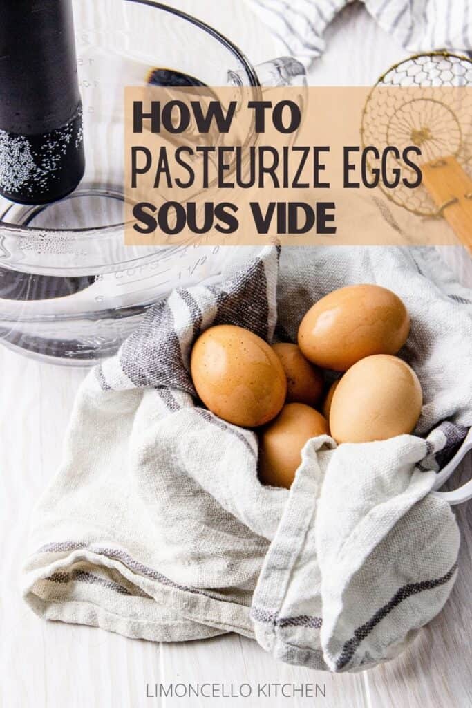 photo of eggs with the text "how to pasteurize eggs sous vide"