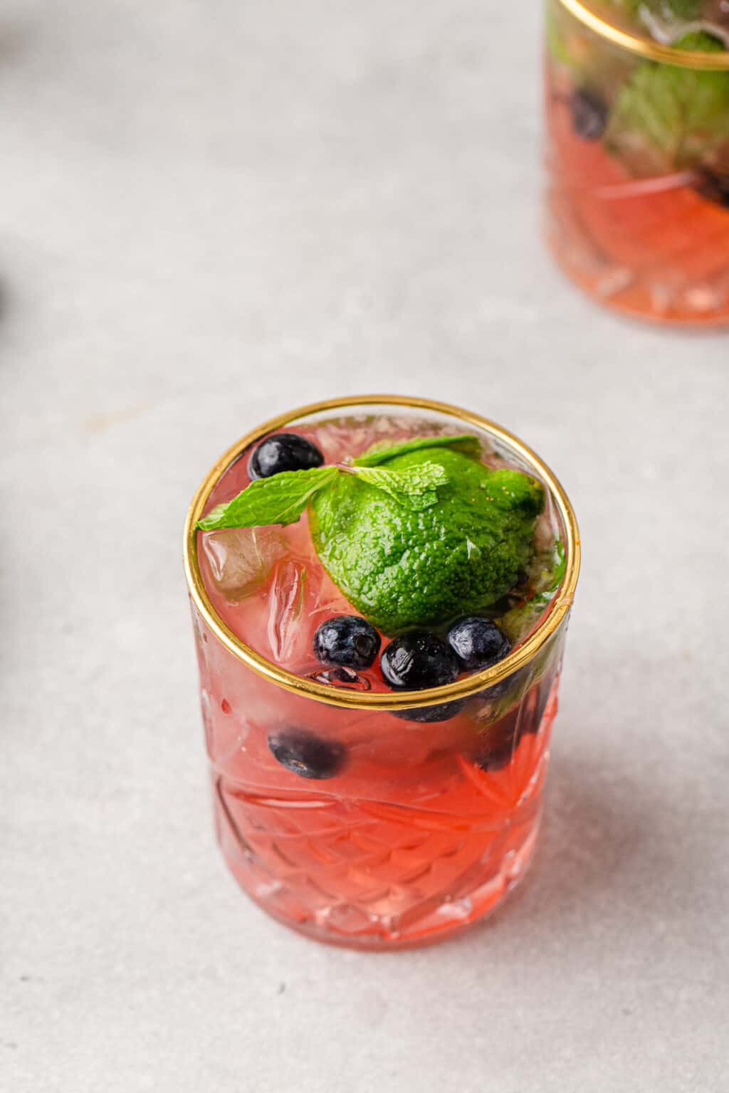 Ginger Beer Bitters Mocktail with Blueberries