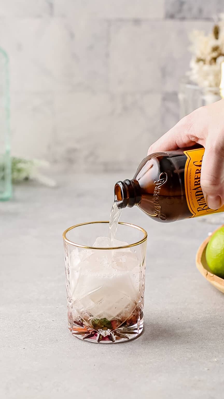 Ginger Beer Bitters Mocktail with Blueberries
