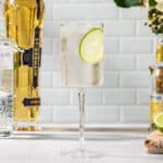 A prepared elderflower gin and tonic