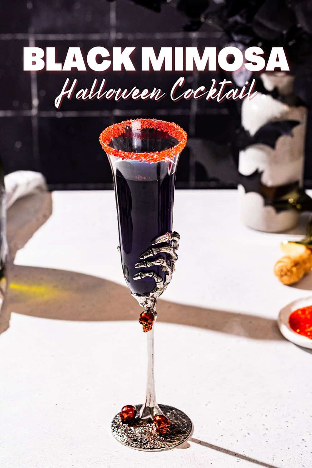 Black Mimosa Cocktail Easy Halloween Drink Recipe